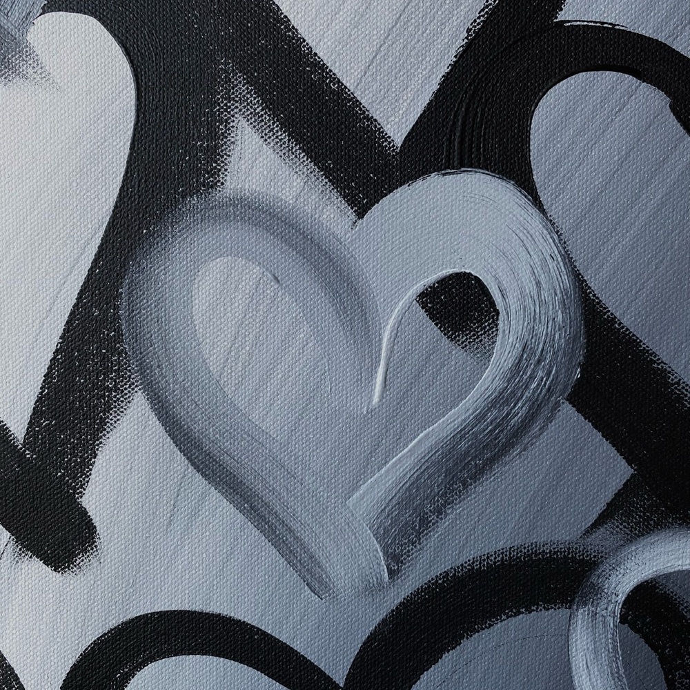 Large Original Canvas Gallery Abstract Painting 36”x24” Heart Ombré Art bedroom - Picture 10 of 13